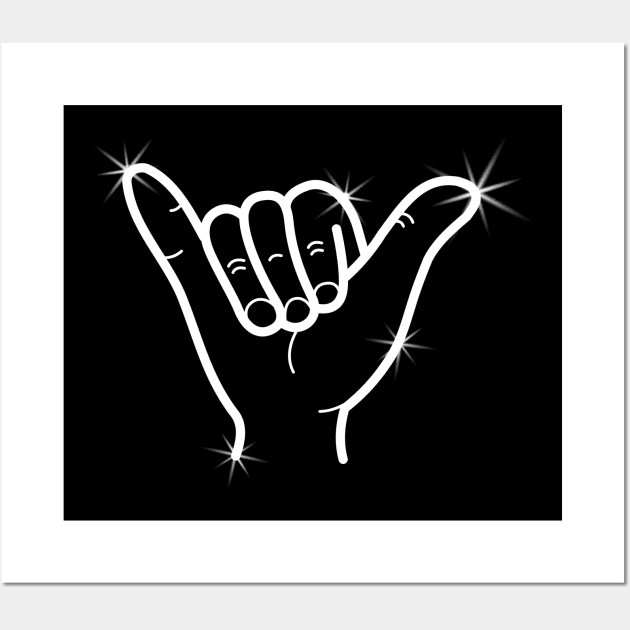 Surfer Hand Sign Hawaii Surfing Wall Art by samshirts